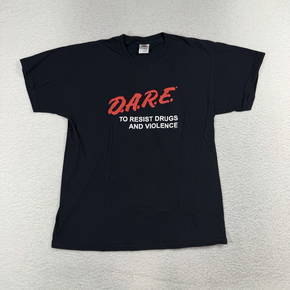 Vintage D.A.R.E. to Resist Drugs and Violence T Shirt Mens L Y2K Midwest Black
